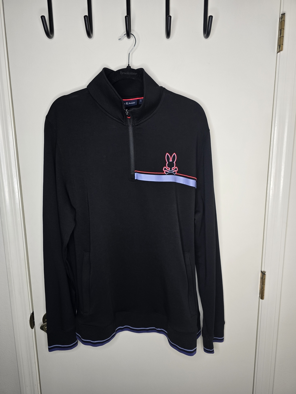 Psycho Bunny Black Quarter-Zip Pullover Sweater